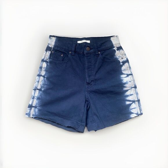 PACSUN Denim Shorts High Rise Blue White Tie Dye Women’s 24 Boho Beach Recycled - Picture 1 of 10